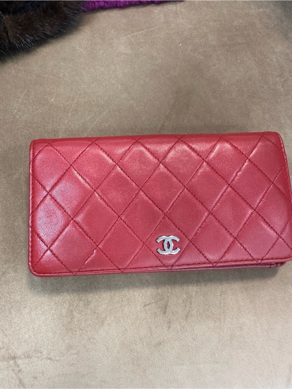 Chanel Quilted Red Leather Wallet